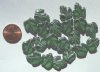 20 15x13mm Matte Green Leaves with Silver